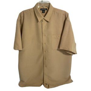 Montage Large Men's Button-Down Shirt Gold Color